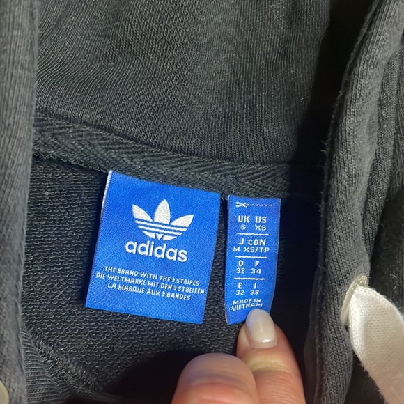 Black Adidas Logo Crop Hoodie - Picture 2 of 3